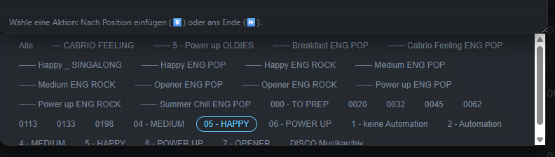 Ordner-Schnellfilter in der Titelsuche